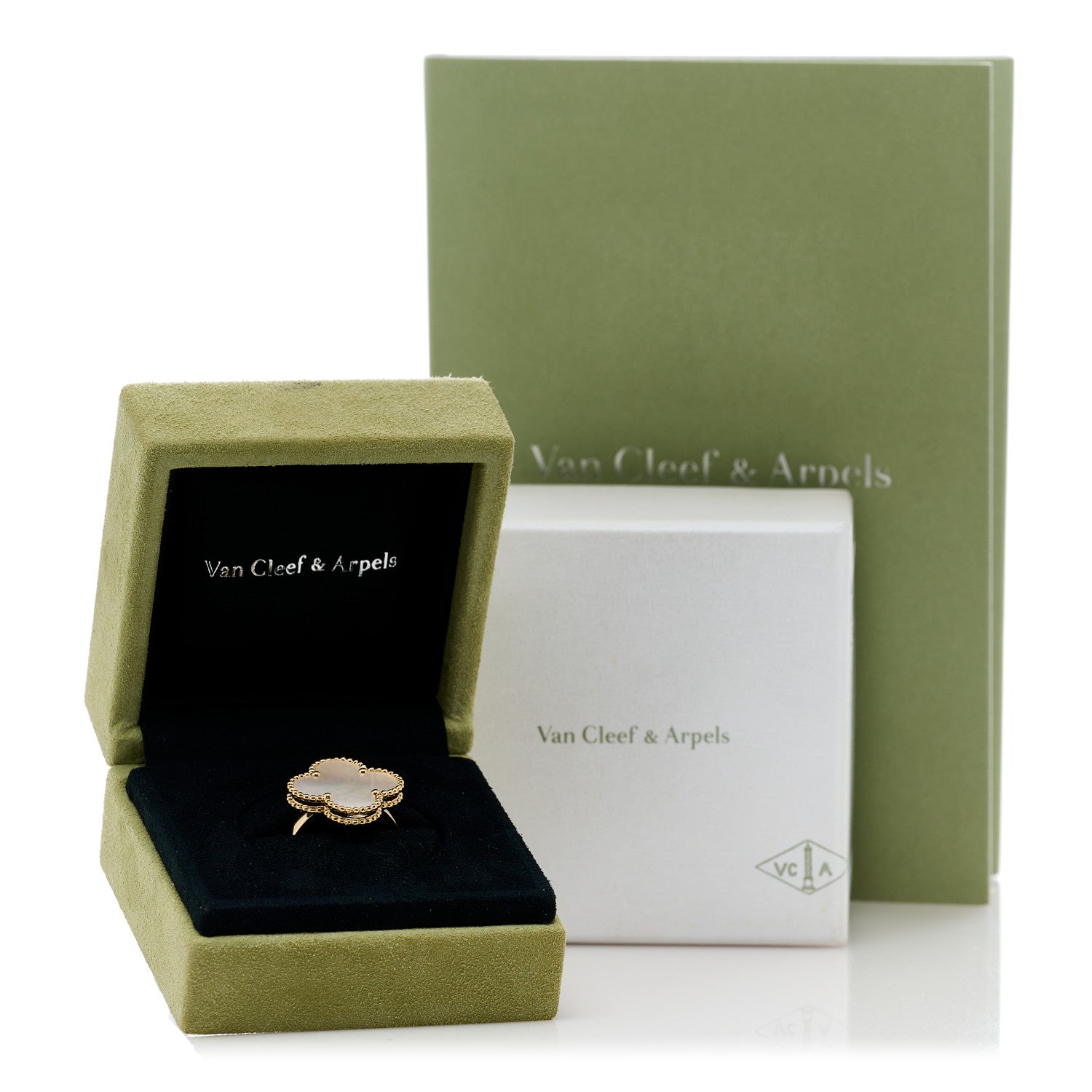Van Cleef & Arpels 18K Yellow Gold Mother of Pearl Magic Alhambra Ring 52 6 6 of 6