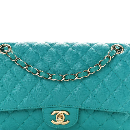 Chanel Caviar Quilted Medium Double Flap Turquoise 8 of 10