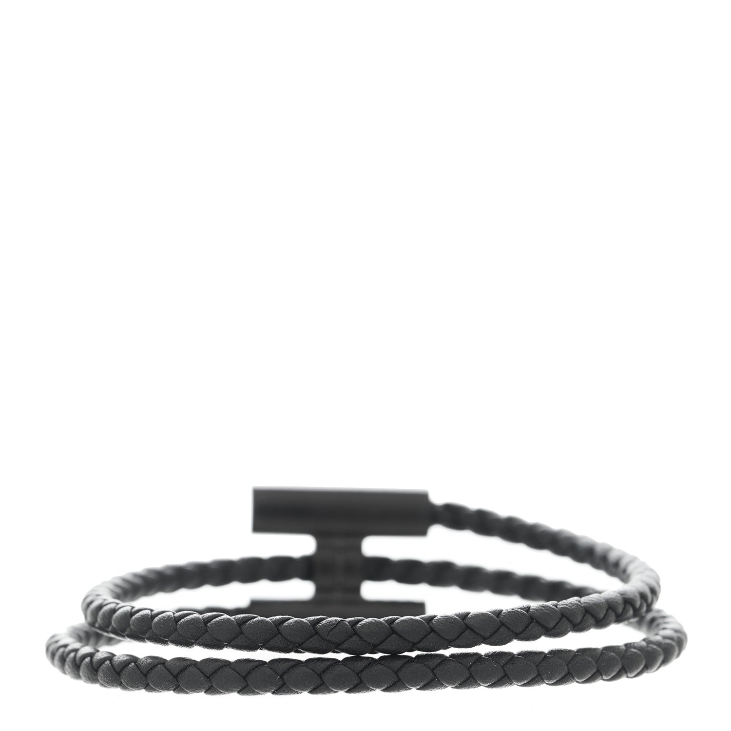 Hermes Swift Double Wrap Cord Tournis Tresse Bracelet Black 2 of 5