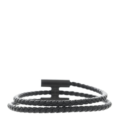 Hermes Swift Double Wrap Cord Tournis Tresse Bracelet Black 2 of 5