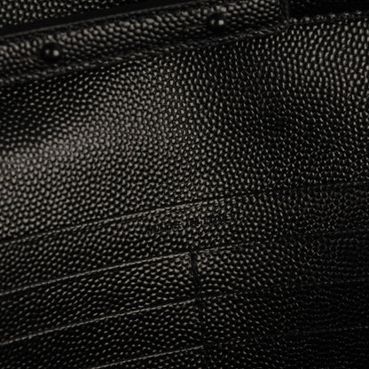 Saint Laurent Grain De Poudre Matelasse Chevron Monogram Chain Wallet Black 8 of 8