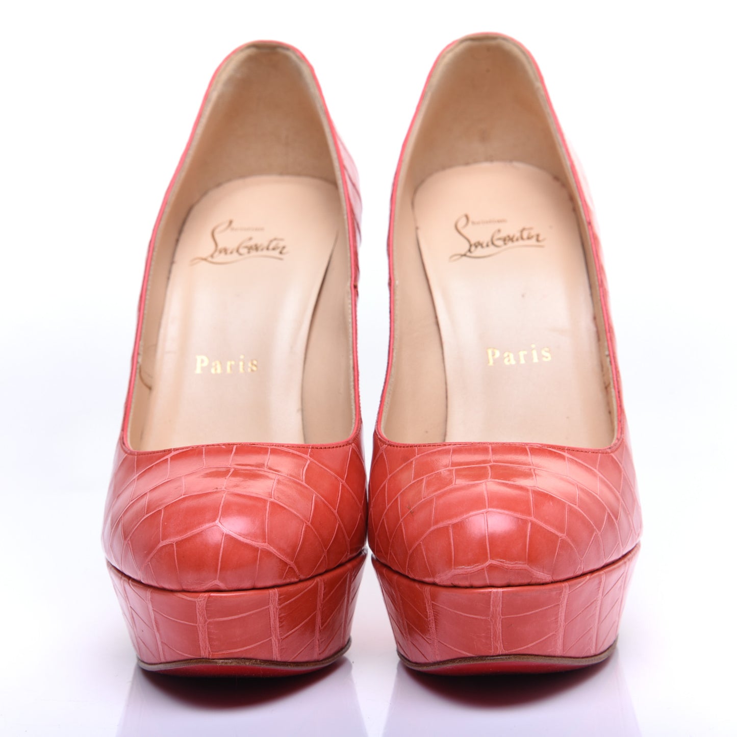 Crocodile Lucido Bianca 140 Pumps 37 Corail