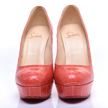 Christian Louboutin Crocodile Lucido Bianca 140 Pumps 37 Corail 2 of 11