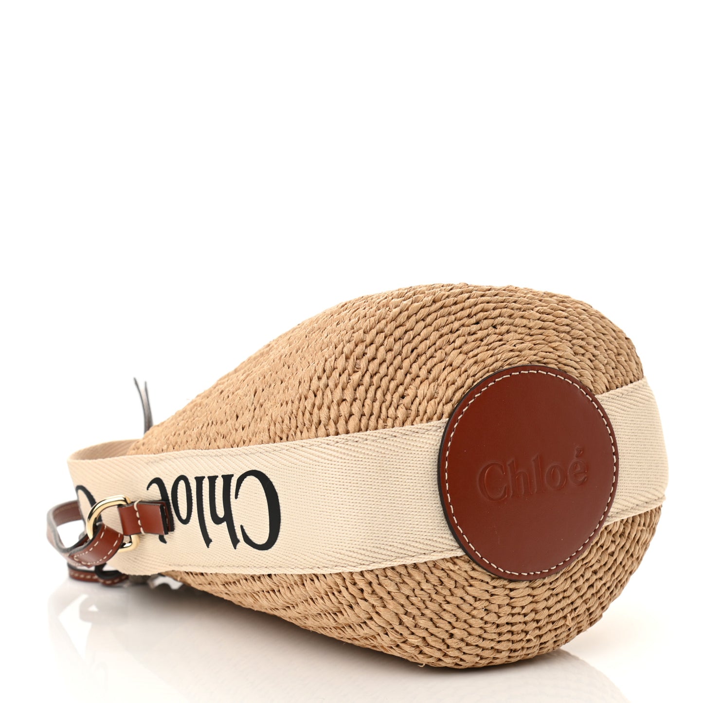 Raffia Calfskin Small Woody Basket Bag Brown