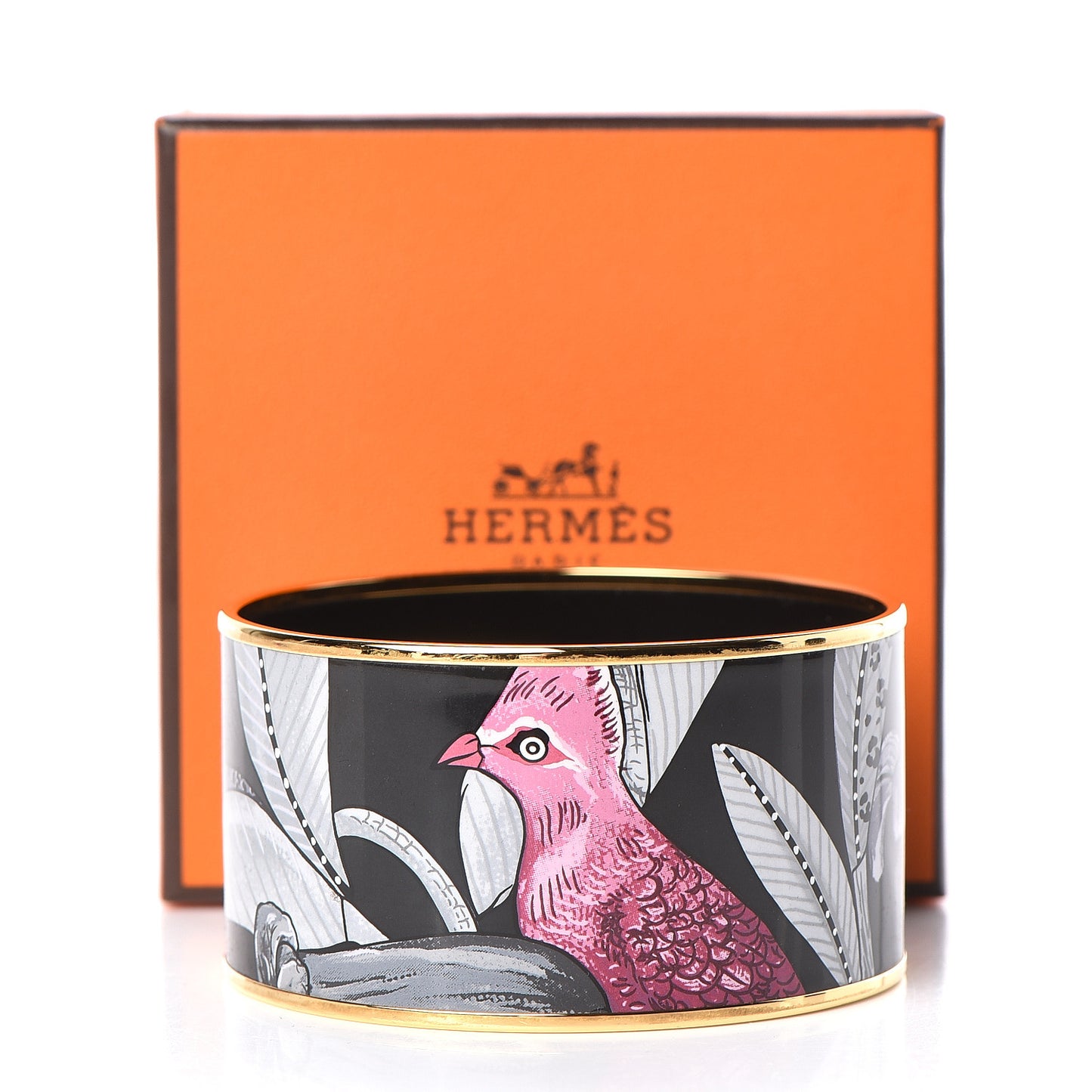 Enamel Printed Tree of Song Extra Wide Bracelet 70 Faux Gris