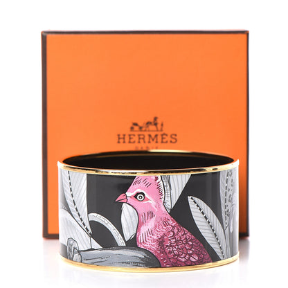 Hermes Enamel Printed Tree of Song Extra Wide Bracelet 70 Faux Gris 6 of 6