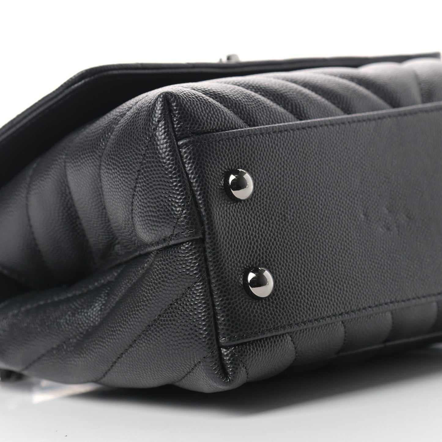 Caviar Chevron Quilted Mini Coco Handle Flap Black