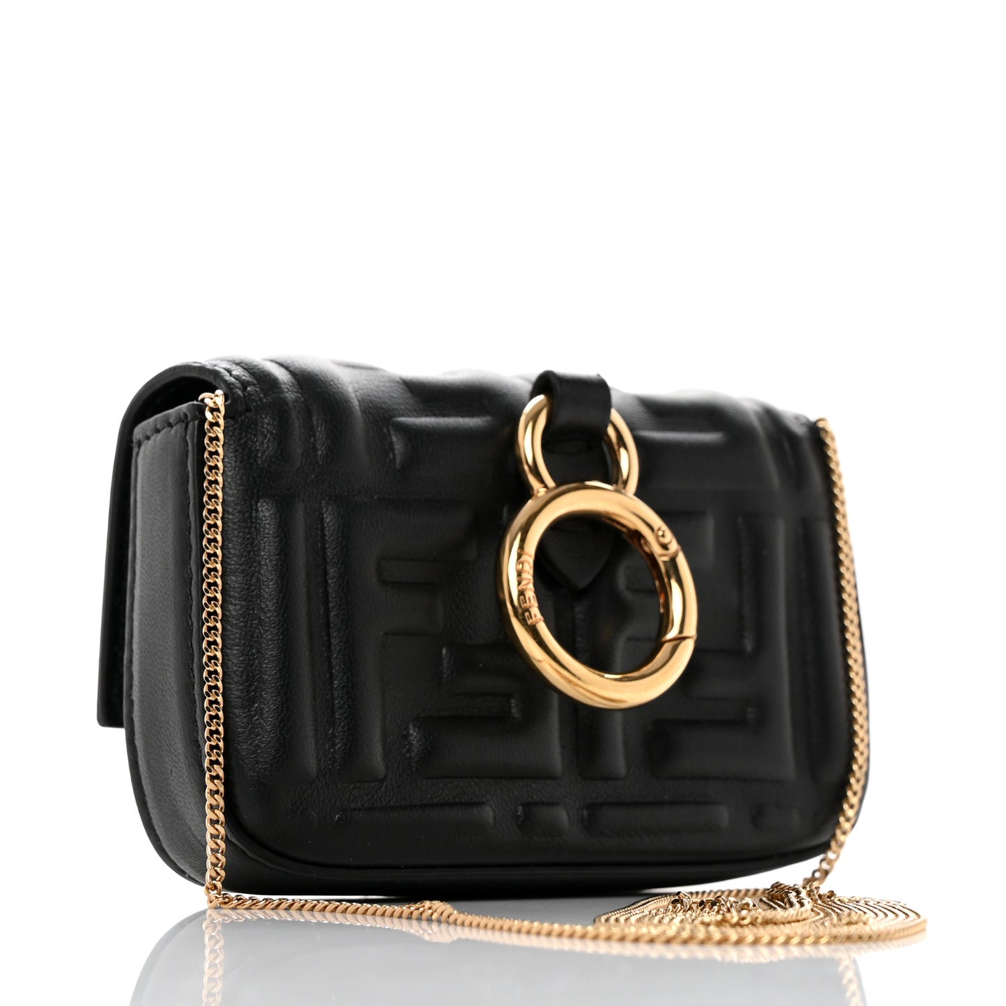 Nappa FF Embossed Nano Baguette Charm Black