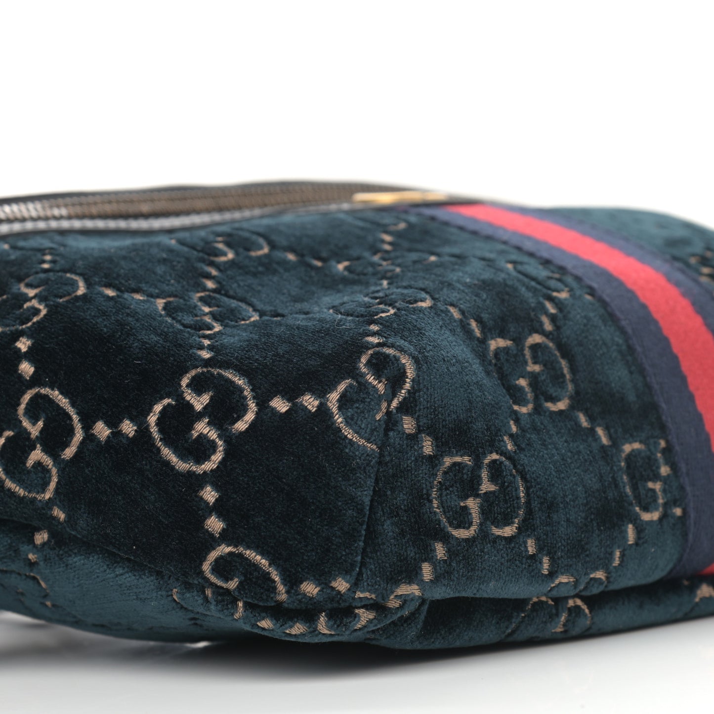 Velvet GG Monogram Web Belt Bag Blue Beige