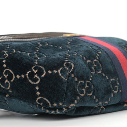 Gucci Velvet GG Monogram Web Belt Bag Blue Beige 9 of 11