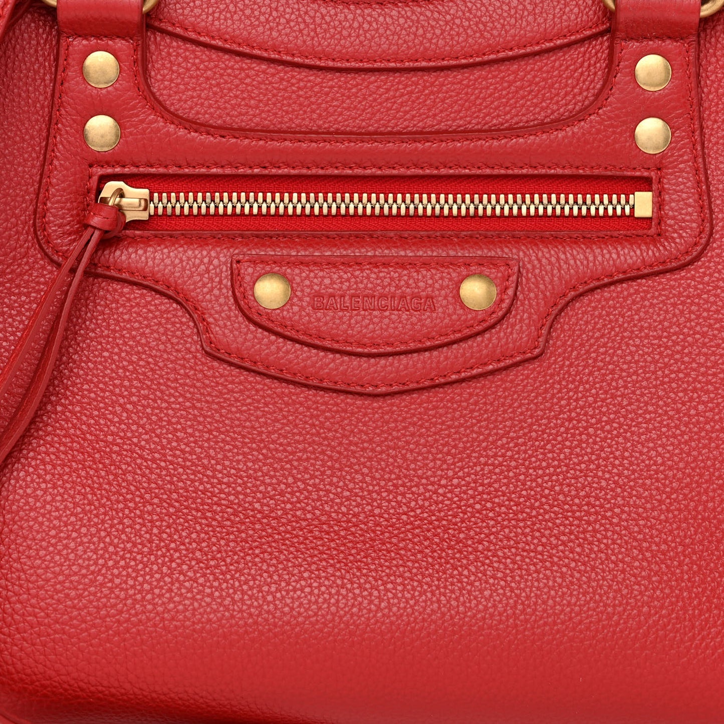 Grained Calfskin Neo Classic Gold Hardware S City Medium Red