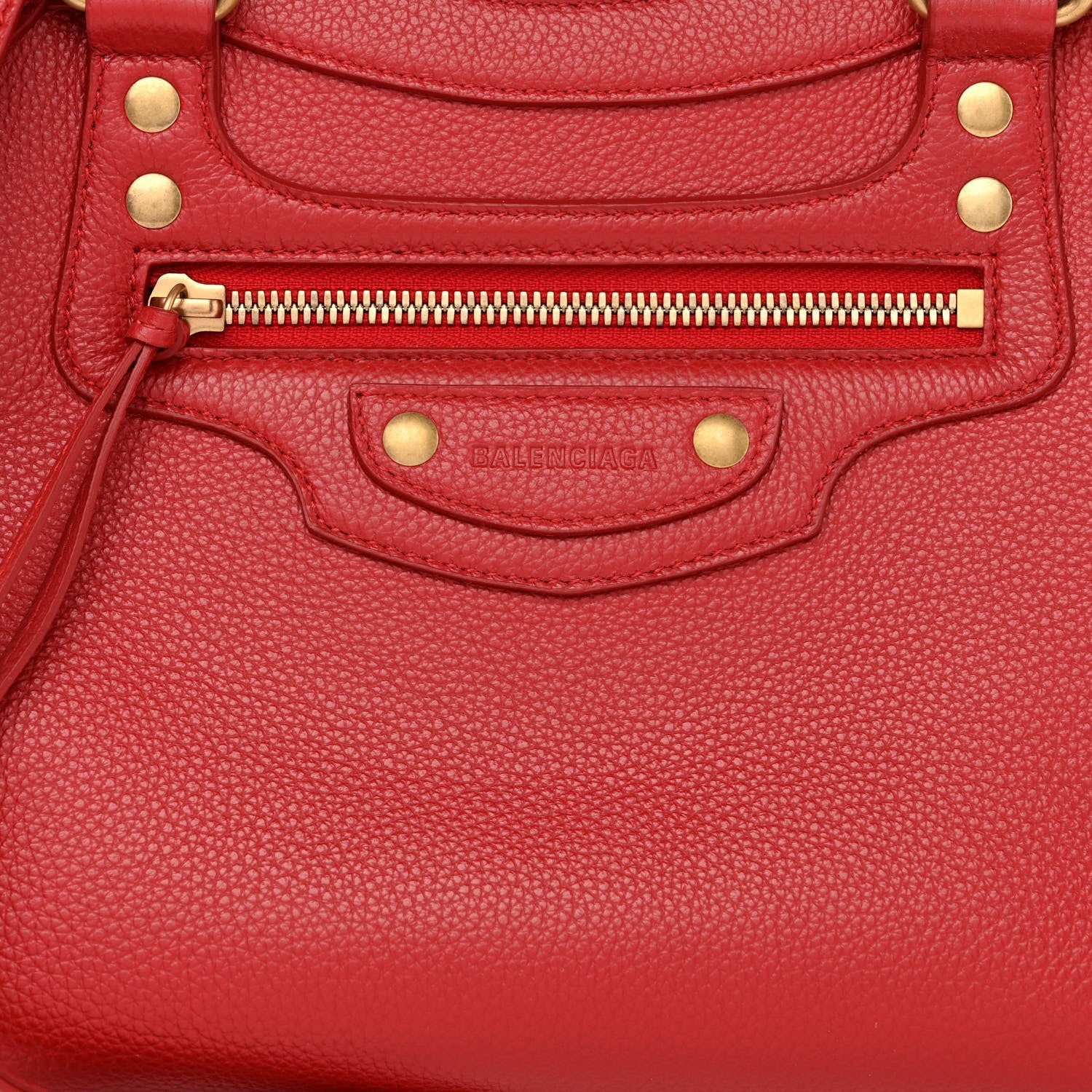 Balenciaga Grained Calfskin Neo Classic Gold Hardware S City Medium Red 8 of 10