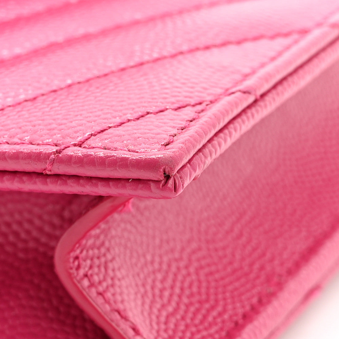 Saint Laurent Grain De Poudre Matelasse Chevron Monogram Envelope Chain Wallet Fresh Fuchsia 12 of 14
