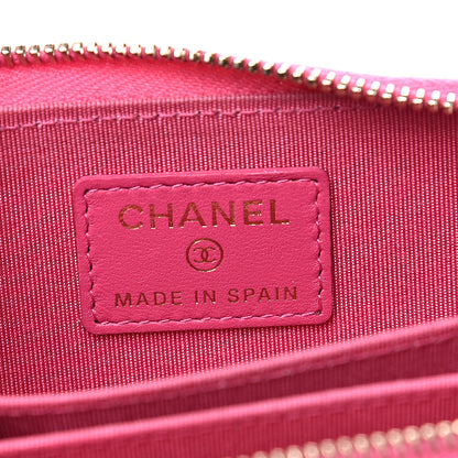 Chanel Lambskin Chevron Quilted Zip Around Coin Purse Pink 5 of 14