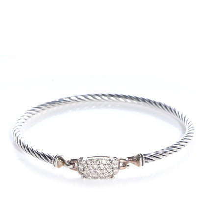 David Yurman Sterling Silver Diamond 3mm Small Wheaton Bracelet 1 of 6