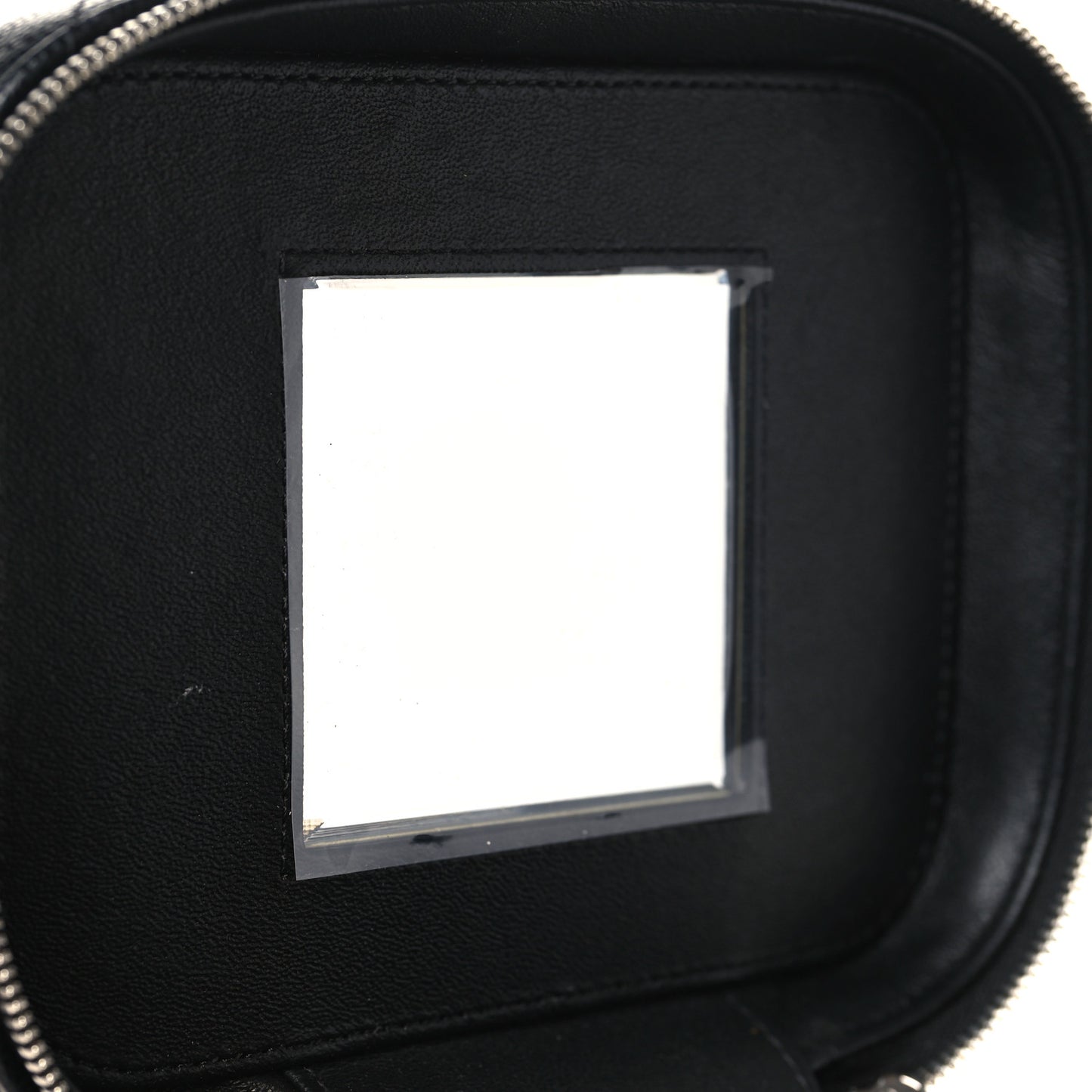 Caviar Quilted Small Top Handle Vanity Case With Chain Black
