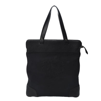 Burberry Canvas Calfskin Crest Embossed Flat Tote Black 1 of 9