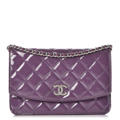 Chanel Patent Quilted Brilliant Wallet On Chain WOC Violet 1 of 9