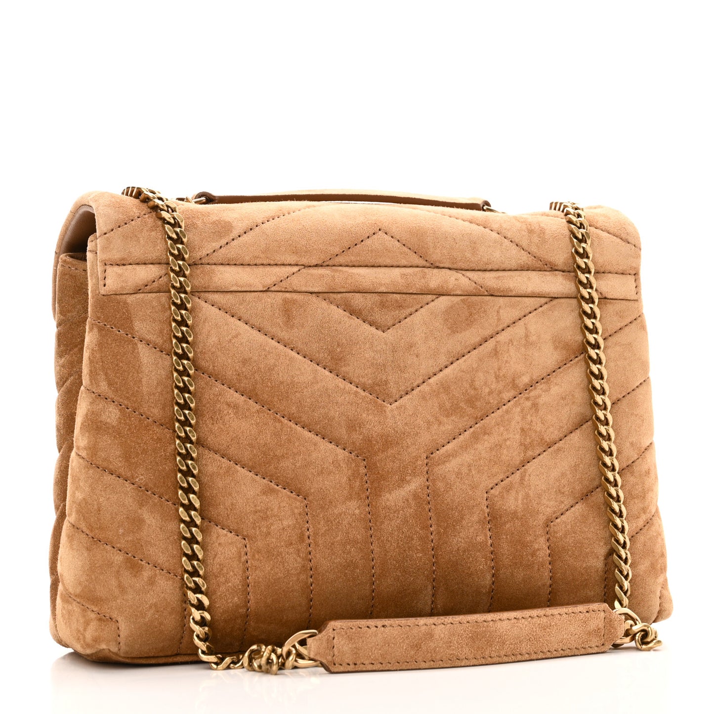 Suede Calfskin Y Quilted Monogram Small Loulou Chain Satchel Cinnamon