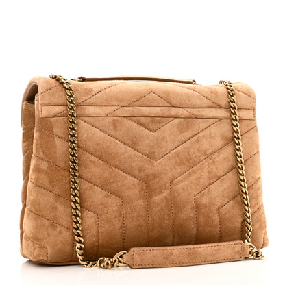 Saint Laurent Suede Calfskin Y Quilted Monogram Small Loulou Chain Satchel Cinnamon 3 of 11