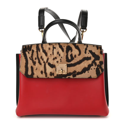 MCM Calf Hair Calfskin Medium Milla Convertible Backpack Leopard Red 1 of 8