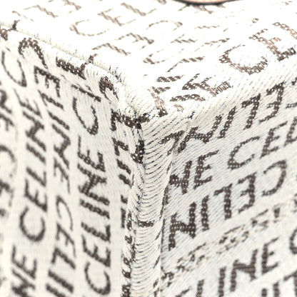 Celine Canvas Calfskin All Over Print Small Cabas Thais White Tan 7 of 10