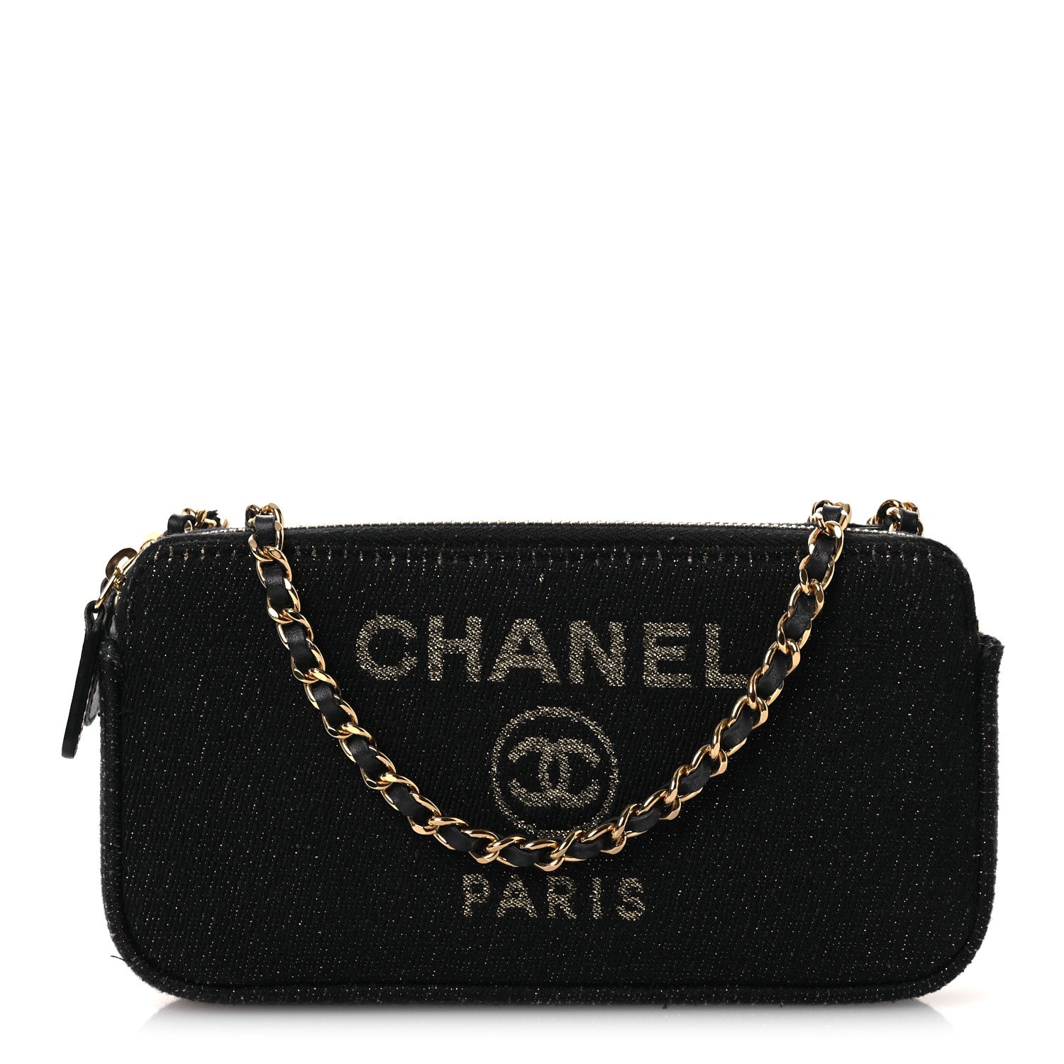 Chanel Canvas Small Deauville Clutch With Chain Navy 1 of 13