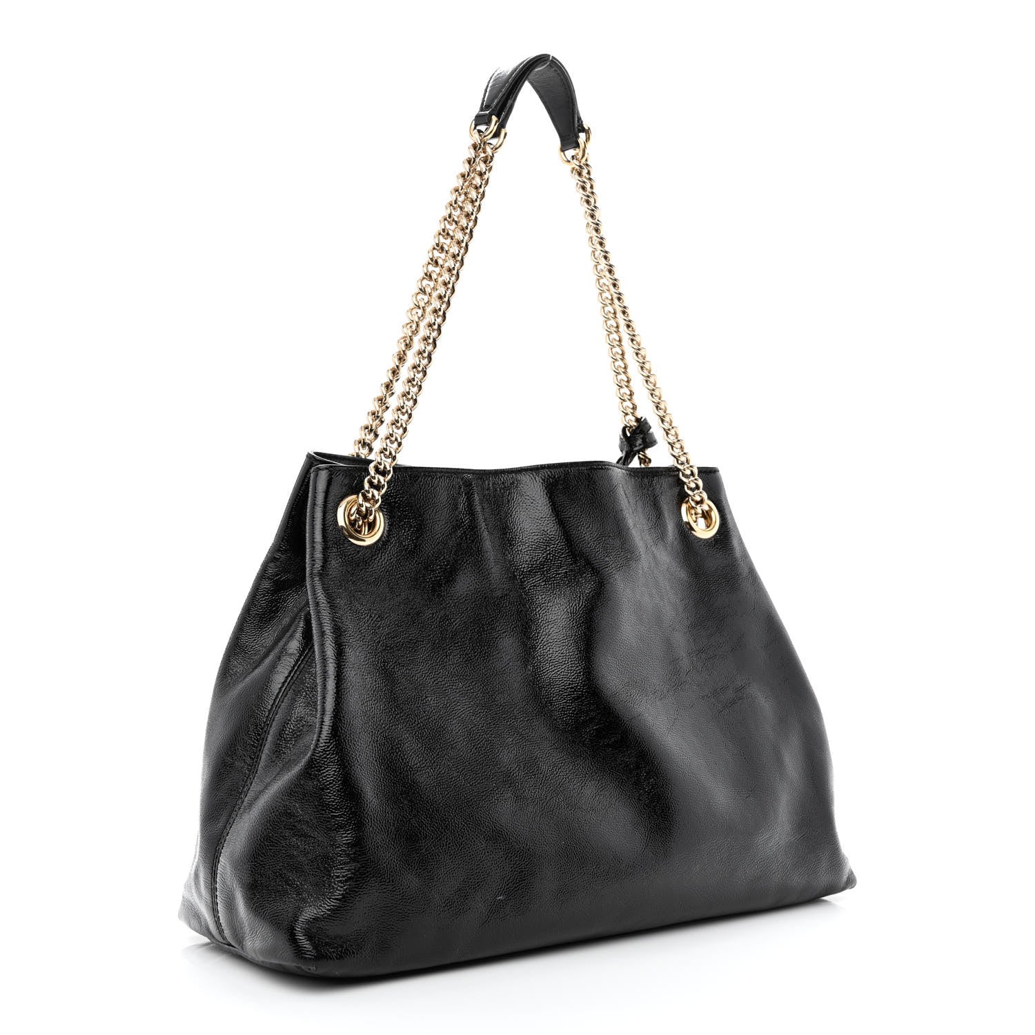 Gucci Patent Medium Soho Chain Shoulder Bag Black 3 of 12