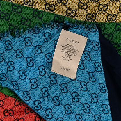 Gucci Wool Silk GG Colorblock Shawl Multicolor 4 of 4