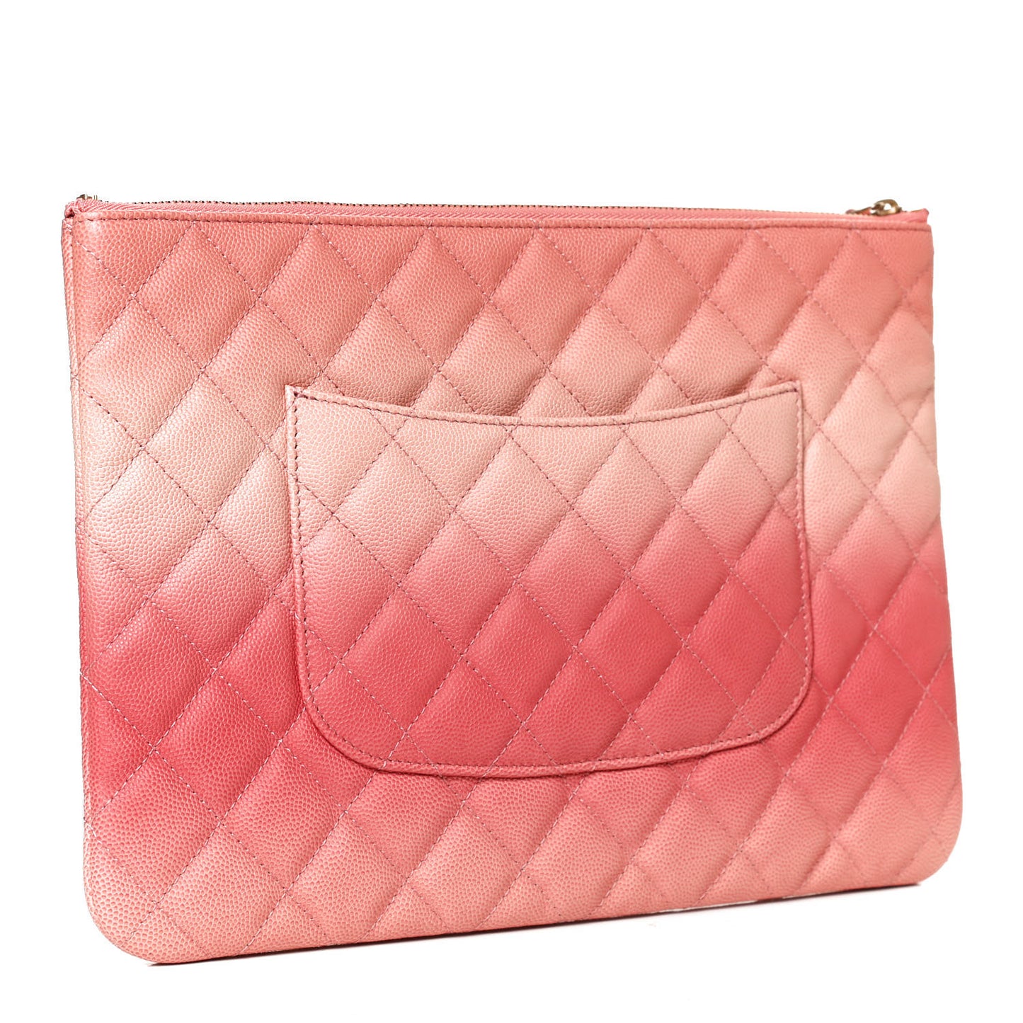 Caviar Quilted Ombre Medium Cosmetic Case Coral