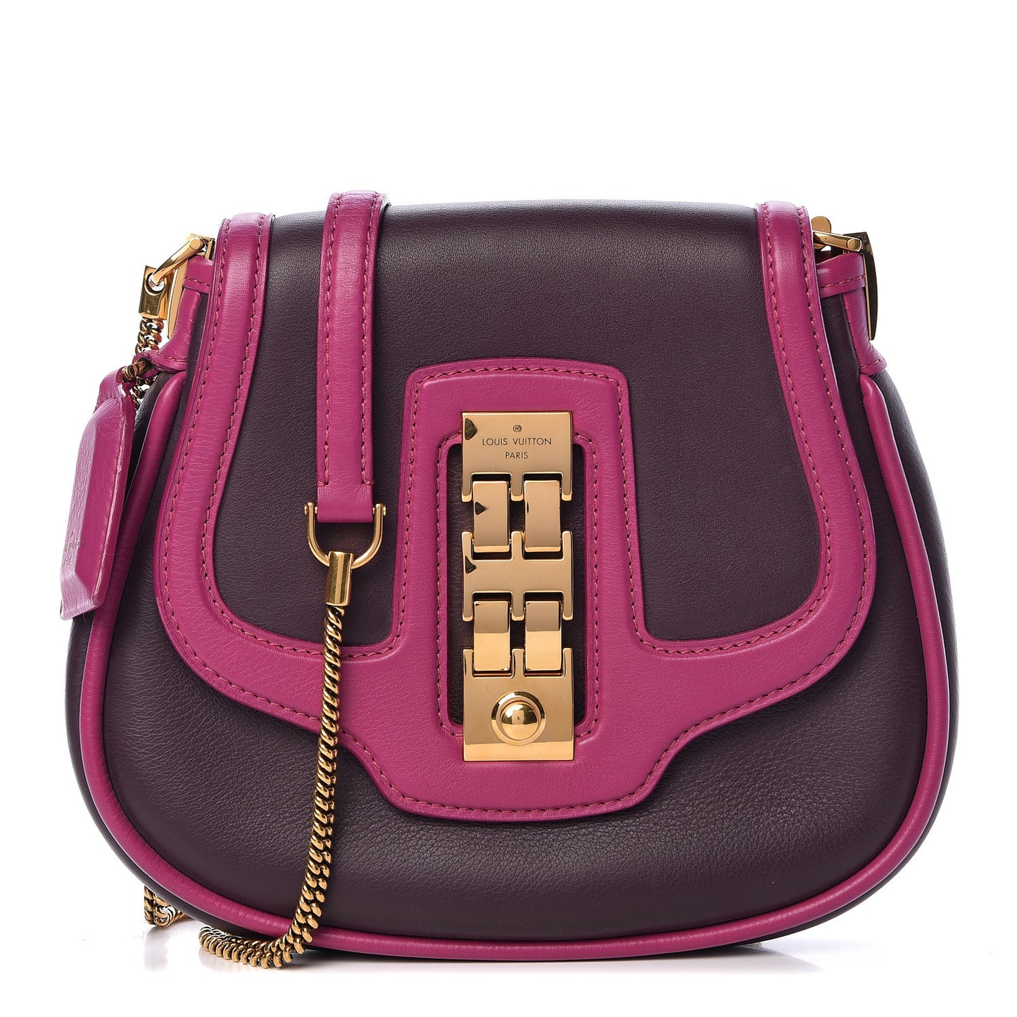 Cuir Art Deco Trapeze Prune Cyclamen