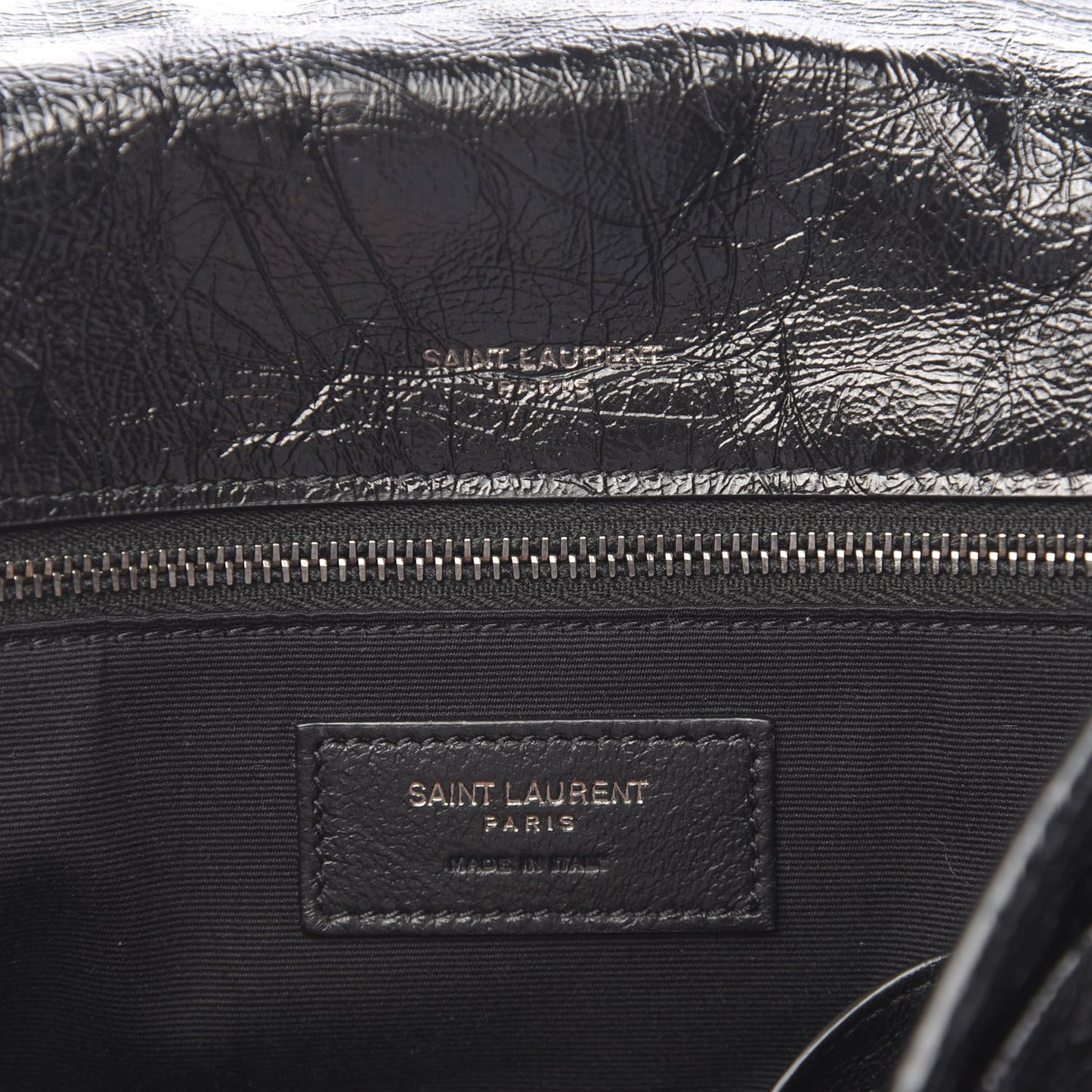 Crinkled Calfskin Matelasse Monogram Medium Niki Chain Satchel Black