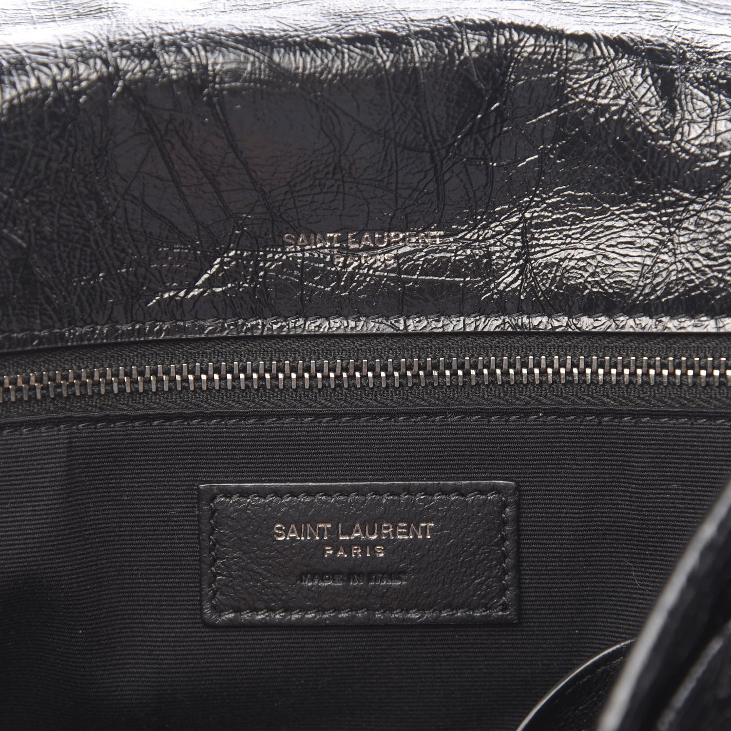 Saint Laurent Crinkled Calfskin Matelasse Monogram Medium Niki Chain Satchel Black 6 of 9