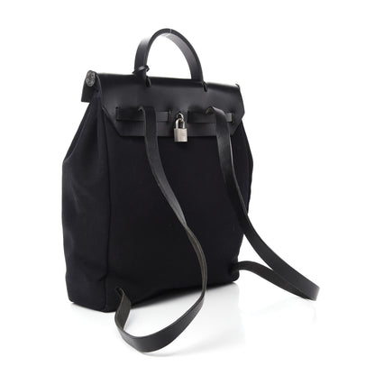 Hermes Toile Vache Calfskin Herbag 30 PM Backpack Black 4 of 12