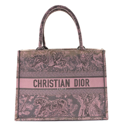 Christian Dior Canvas Embroidered Medium Dioriviera Toile De Jouy Book Tote Pink Grey 1 of 10