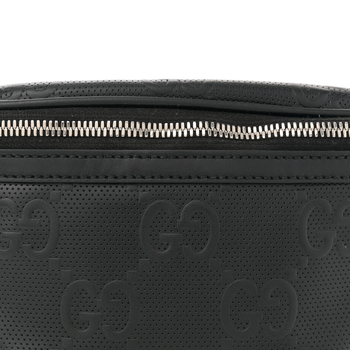 Calfskin GG Tennis Embossed Belt Bag Black