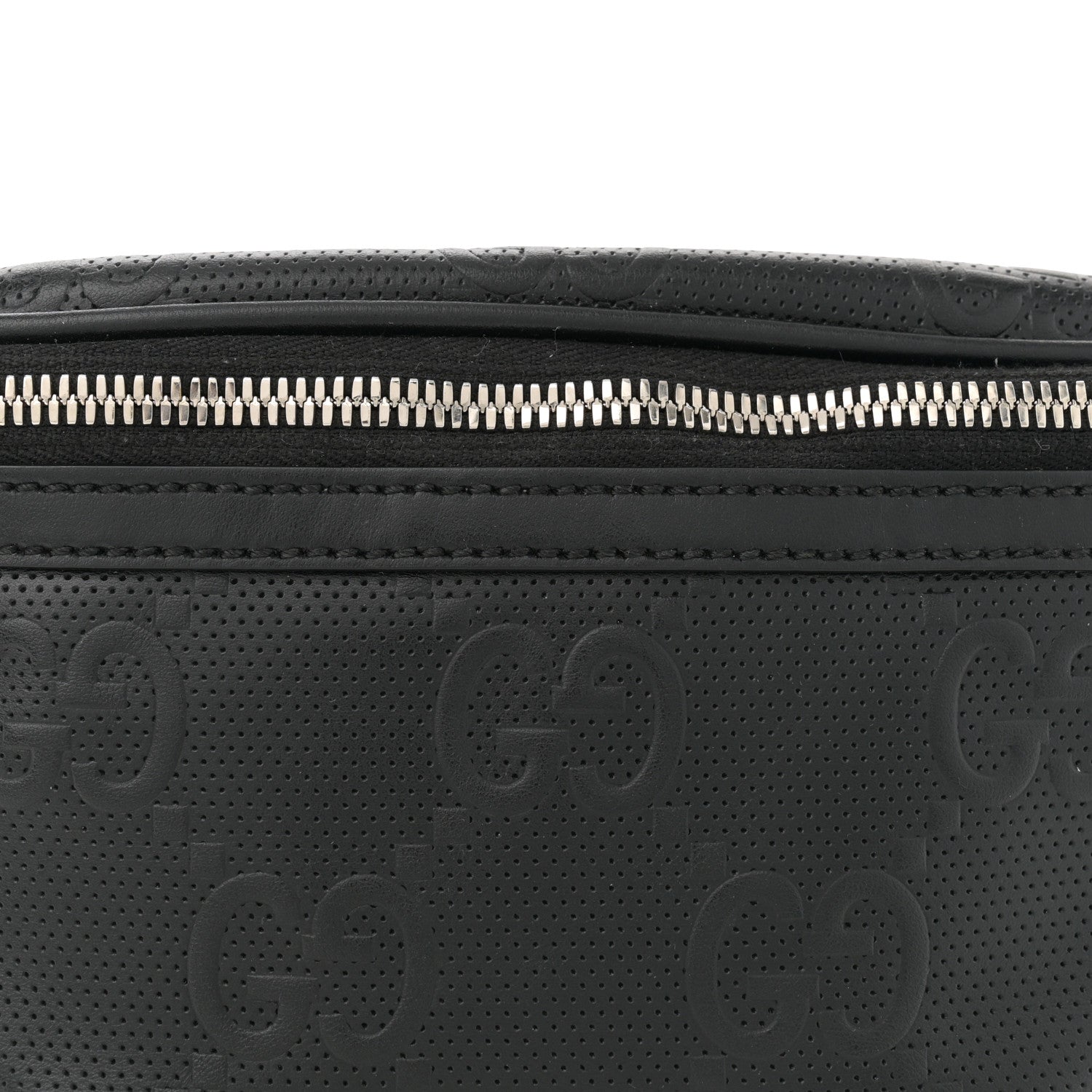 Gucci Calfskin GG Tennis Embossed Belt Bag Black 8 of 12