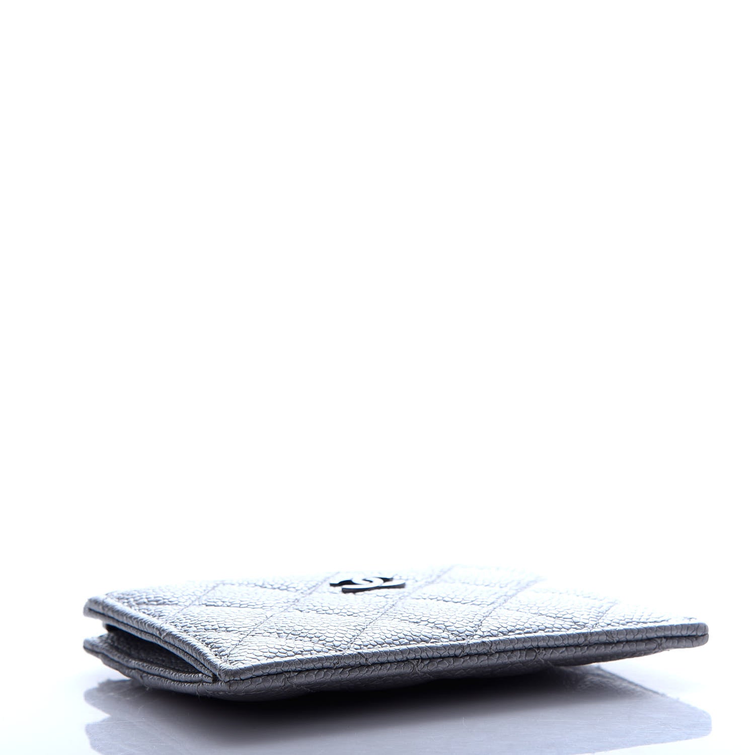 Chanel Metallic Caviar Quilted CC Zip Card Holder Silver 4 of 8
