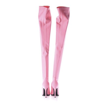 Balenciaga Spandex Pointed Toe Knife Thigh High Boots 39 Rose Dragee 7 of 9