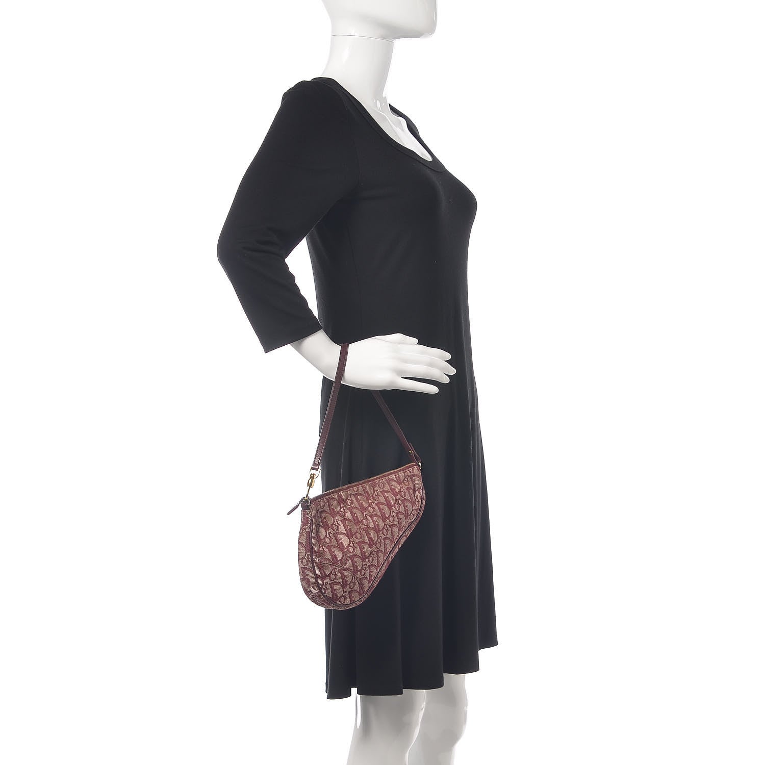 Christian Dior Monogram Mini Saddle Pochette Burgundy 2 of 12