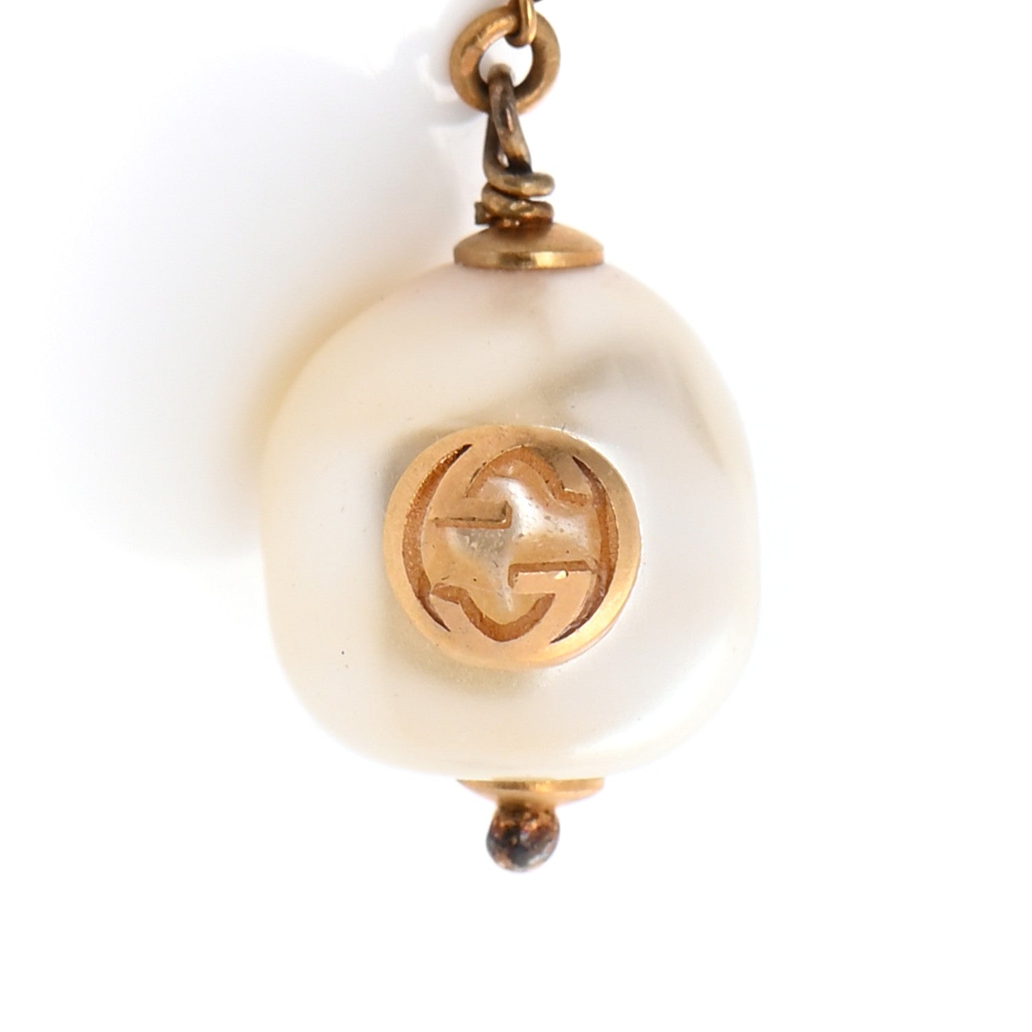 Gucci Faux Pearl Interlocking G Single Pendant Earring 4 of 4