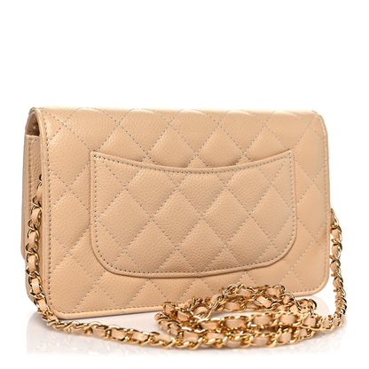 Chanel Caviar Quilted Wallet On Chain WOC Beige 3 of 11