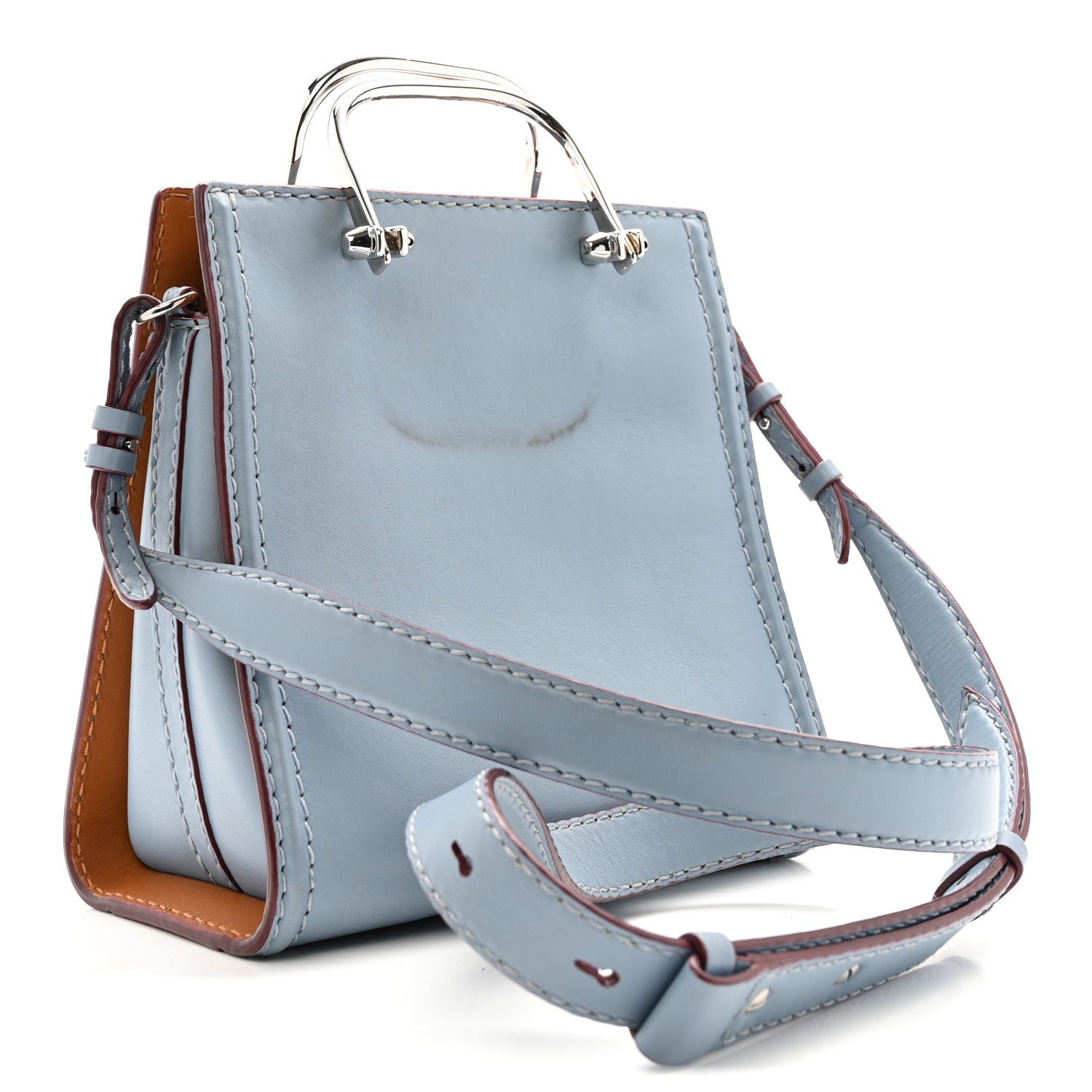 Alexander McQueen Calfskin The Short Story Shoulder Bag Blue Brown 3 of 11