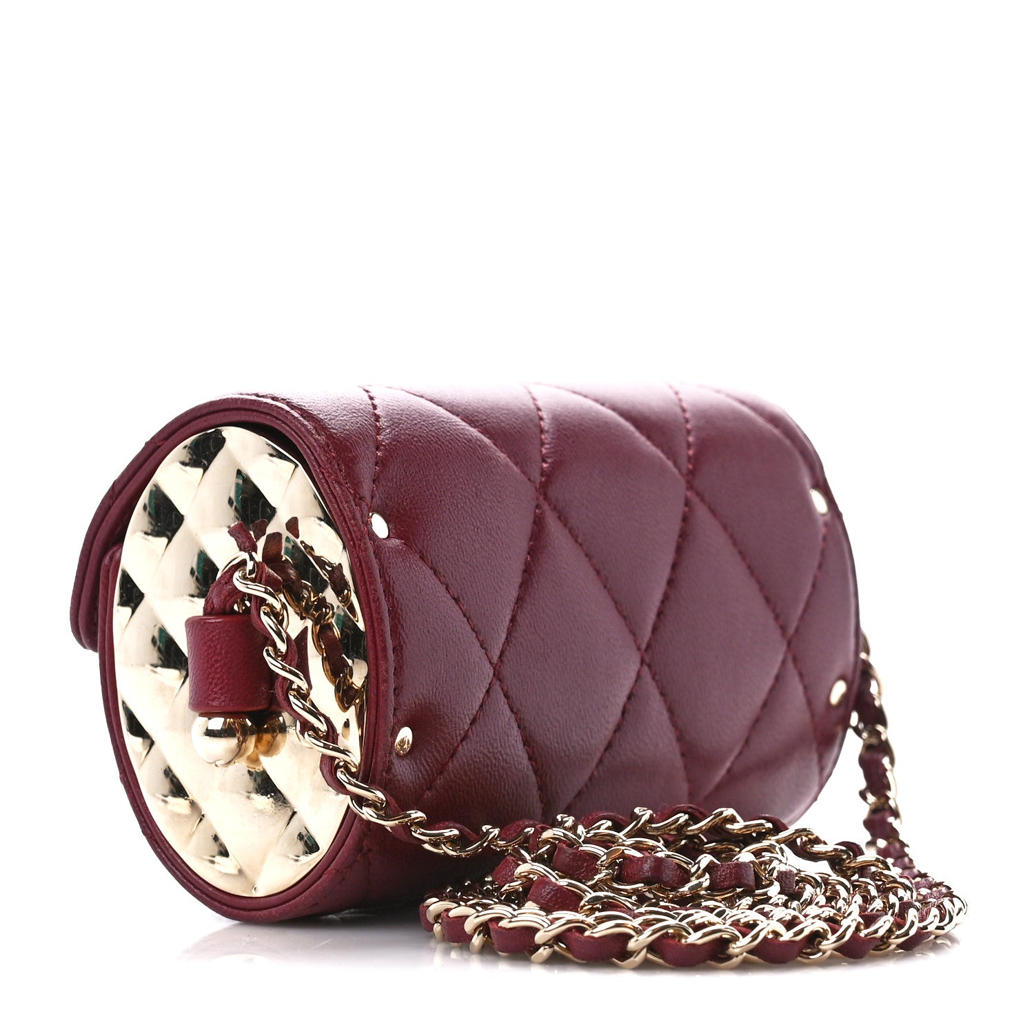 Chanel Lambskin Quilted Box Of Secrets Card Holder With Chain Burgundy 3 of 11