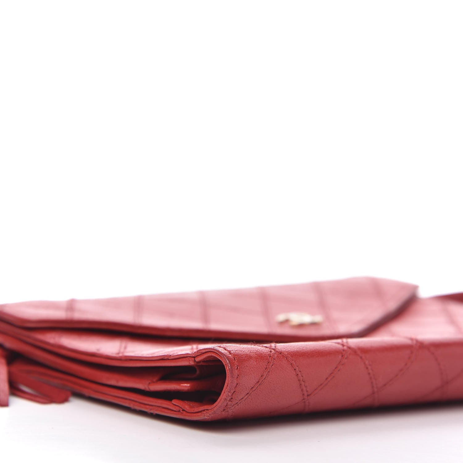 Chanel Lambskin Diamond Stitched Clutch Red 6 of 11