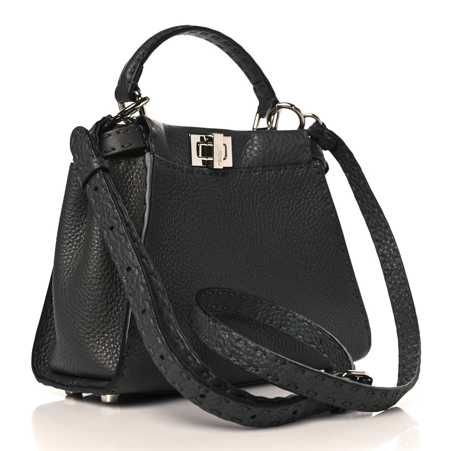 Cuoio Romano Selleria Bi-Color Mini Peekaboo Iconic Satchel Asfalto Latte