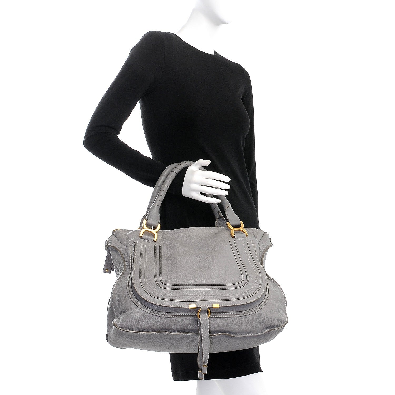 Chloe Calfskin Large Marcie Satchel Cashmere Grey 2 of 8