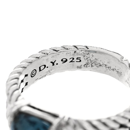 David Yurman Sterling Silver Diamond Hampton Blue Topaz 10mm Petite Wheaton Ring 54 7 5 of 6