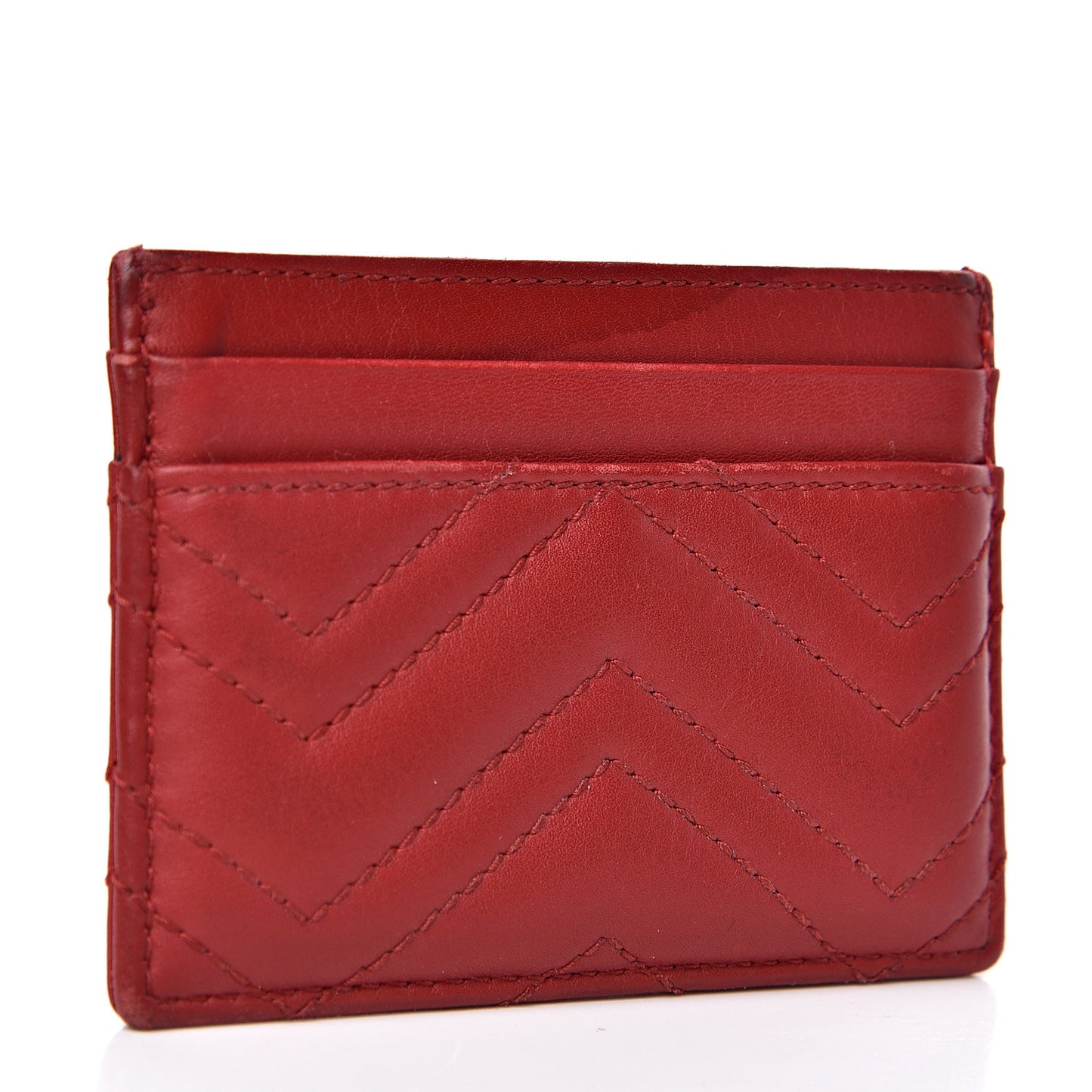 Calfskin Matelasse GG Marmont Card Holder Hibiscus Red