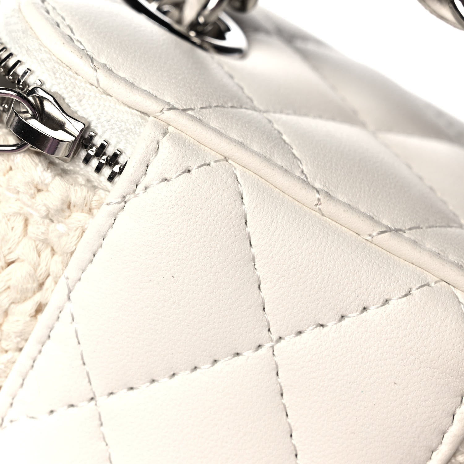 Chanel Lambskin Crochet Small Vanity Case With Chain White 10 of 12